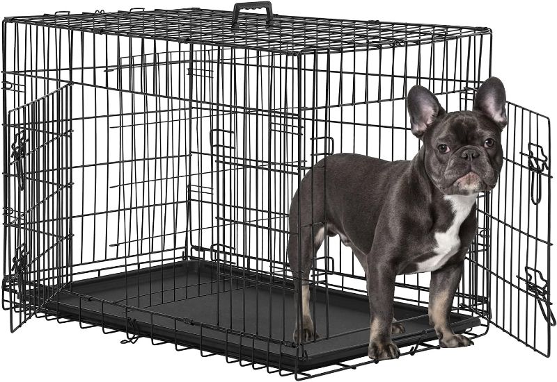 Photo 1 of  30 Inch Dog Crates for Large Dogs Folding Mental Wire Crates Dog Kennels Outdoor and Indoor Pet Dog Cage Crate with Double-Door,Divider Panel, Removable Tray (Black, 30")