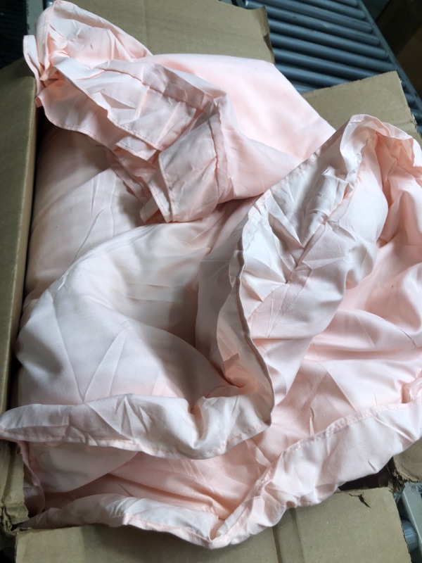 Photo 2 of ***THE MEASUREMENTS ARE UNKNOWN / product similar to the original photo*** Anluoer Queen Comforter Set 7 Piece, Pink Bed in a Bag with Sheets, All Season Ruffle Shabby Chic Bedding Sets with 1 Comforter, 2 Pillow Shams, 2 Pillowcases, 1 Flat Sheet, 1 Fitt