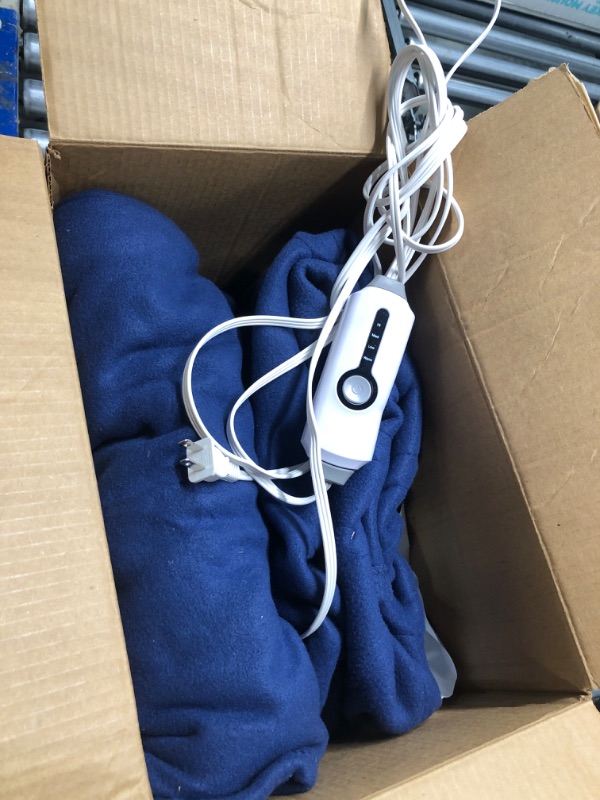 Photo 3 of ***Defective Does Not Heat For Parts***Electric Heated Blanket, 72" x 84" Full Size with 4 Heating Levels, 10H Auto Shut Off, Soft Fleece Warm Heated Blanket, Fast-Heating & Machine Washable - Blue Dark Blue Full Size 72"x84"