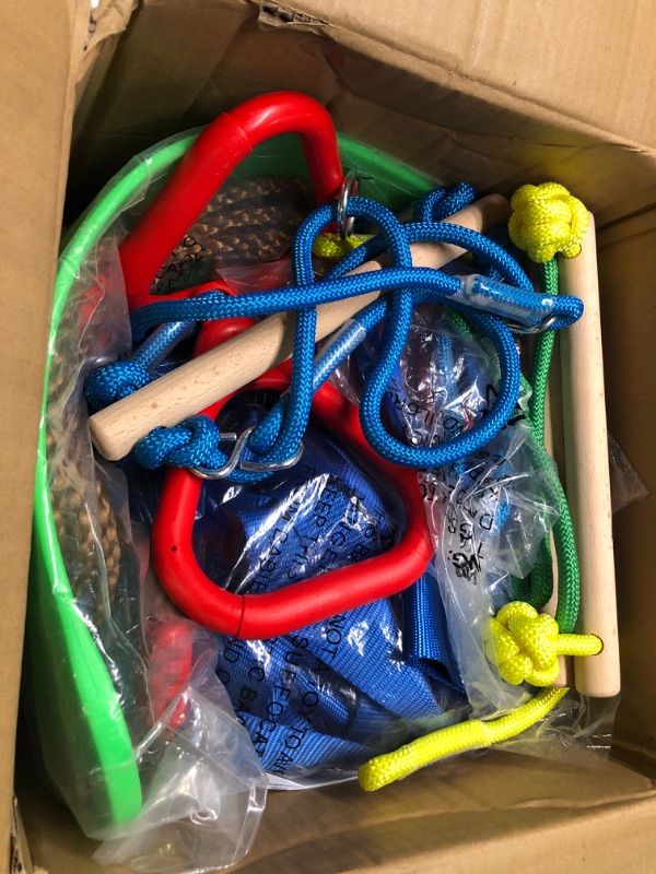 Photo 1 of 65FT Ninja Warrior Obstacle Course for Kids - Double Longest Slacklines with 10 Most Complete Accessories for Kids, Swing, Trapeze Swing, Rope Ladder, Obstacle Net Plus 1.2M Arm Trainer 2x65FT + 10 attachments