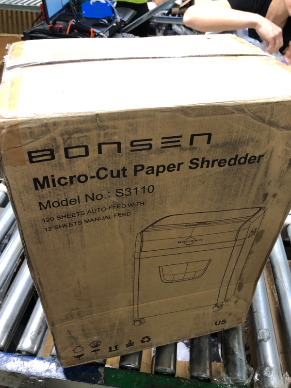 Photo 2 of BONSEN Shredder for Office, 120-Sheet Auto Feed Paper Shredder, Micro Cut Paper Shredders for Home Office Use, 30 Minutes/High Security Level P-4/6 Gallon Bin (S3110) 120-Sheet Auto Feed (new model)