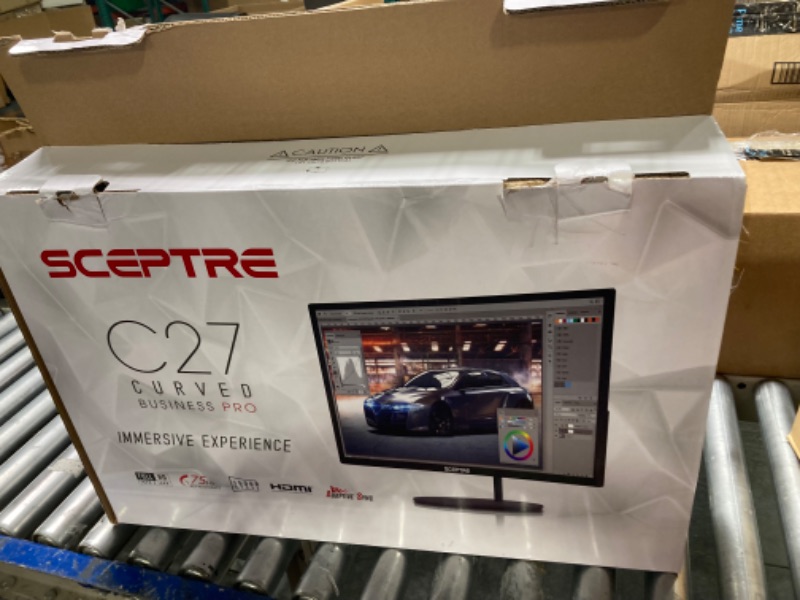 Photo 1 of ***The screen does not turn on, it can be used as a replacement*** Sceptre 27" Curved 75Hz LED Monitor HDMI VGA Build-in Speakers, Edge-Less Metal Black 2019 (C275W-1920RN)