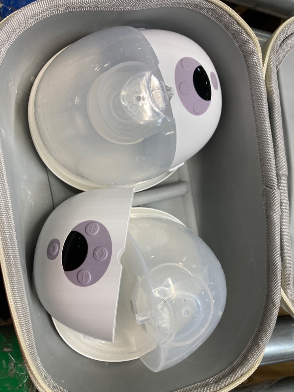 Photo 3 of ***DIRTY*** Momcozy Breast Pump Hands Free M5, Wearable Breast Pump of Baby Mouth Double-Sealed Flange with 3 Modes & 9 Levels, Electric Breast Pump Portable - 24mm, 2 Pack Lilac 2 Count Lilac