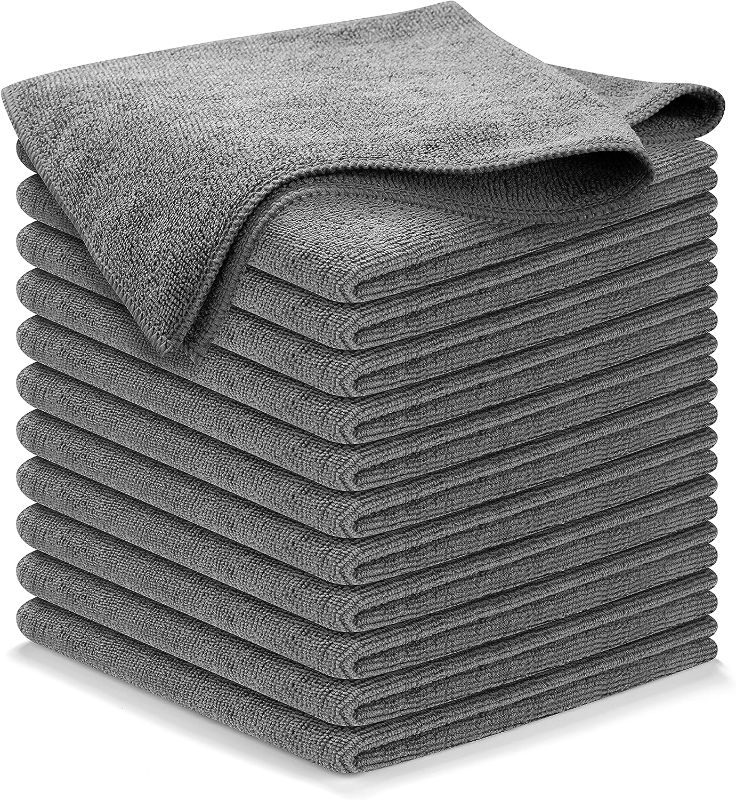 Photo 1 of ***damage box*** Microfiber Cleaning Cloth Grey - 12 Packs 12.6"x12.6" - High Performance - 1200 Washes, Ultra Absorbent Towels Weave Grime & Liquid for Streak-Free Mirror Shine - Car Washing Cloth
