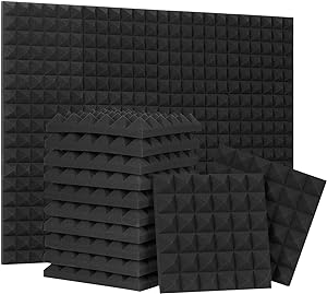 Photo 1 of  Acoustic Foam Panels, Sound Proof Foam Panels Black, High Density and Fire Resistant Acoustic Panels, Sound Panels, Studio Foam for Wall and Ceiling