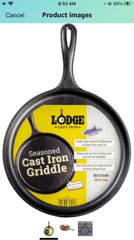 Photo 1 of *** Has A Crack***
Lodge L9OG3 Logic Round Griddle