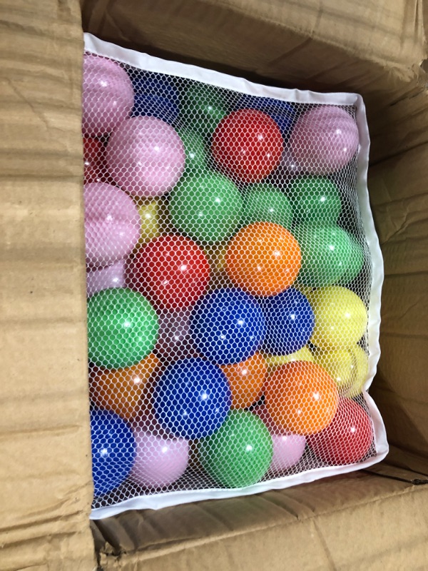 Photo 1 of Click N' Play Plastic Balls for Ball Pit, Phthalate & BPA Free, Crush Proof Play Balls for Ball Pit, Pit Balls in Assorted Colors in Reusable and Durable Storage Mesh Bag with Zipper | 200, 1000 count Bright 200 Count