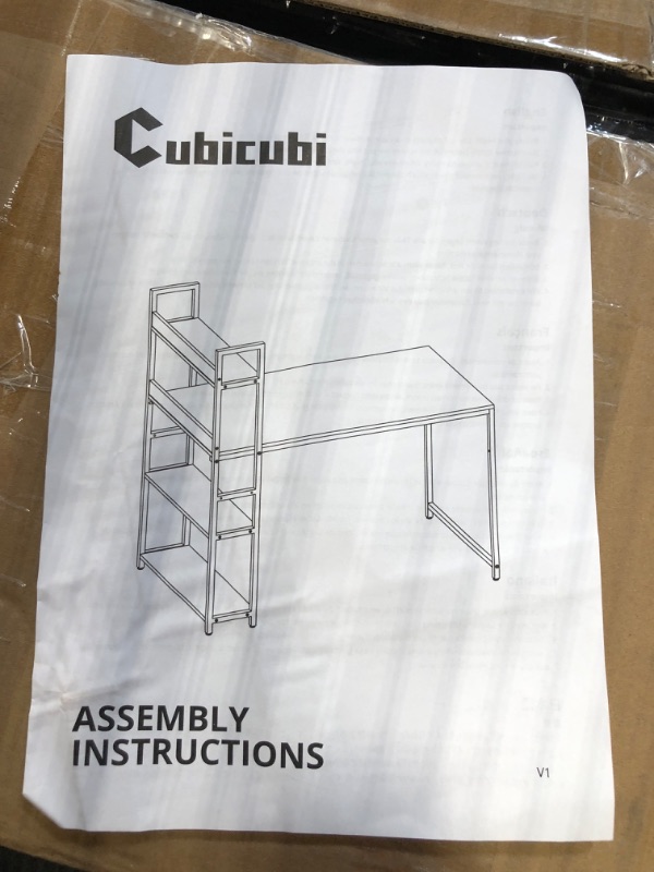 Photo 1 of CubiCubi Computer Desk 47 inch with Storage Shelves Study Writing Table for Home Office,Modern Simple Style, Rustic Brown 47 inch Rustic Brown