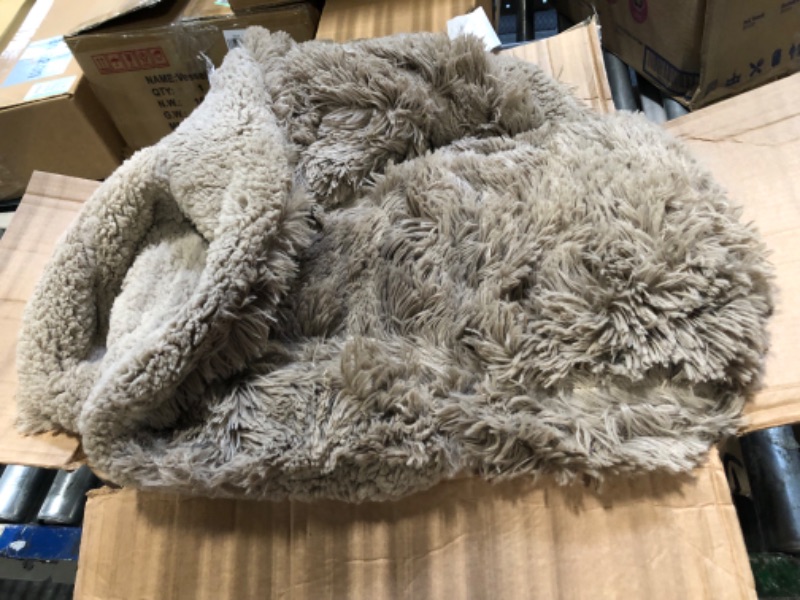 Photo 3 of ***THE MEASUREMENTS ARE UNKNOWN / product similar to the original photo*** Bedsure Faux Fur Taupe Throw Blanket – Fuzzy, Fluffy, and Shaggy Faux Fur, Soft and Thick Sherpa, Cozy Warm Decorative Gift, Throw Blankets for Couch, Sofa, Bed, 50x60 Inches, 640 