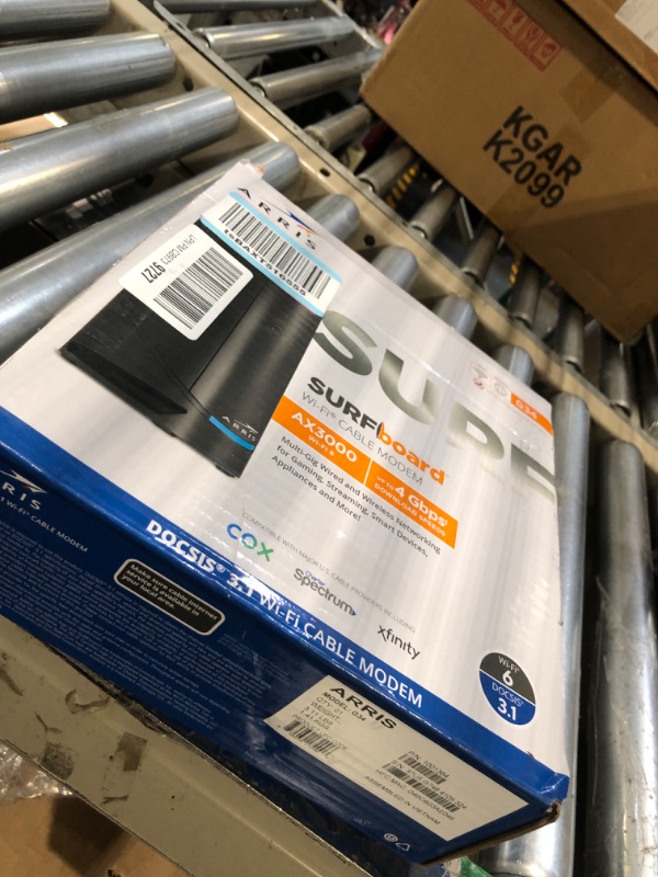 Photo 2 of ARRIS Surfboard G34 DOCSIS 3.1 Gigabit Cable Modem & Wi-Fi 6 Router (AX3000) | Approved for Comast Xfinity, Cox, Spectrum & More | Four 1 Gbps Ports | 1 Gbps Max Internet Speeds | 2 Year Warranty Cable Modem Router - DOCSIS 3.1