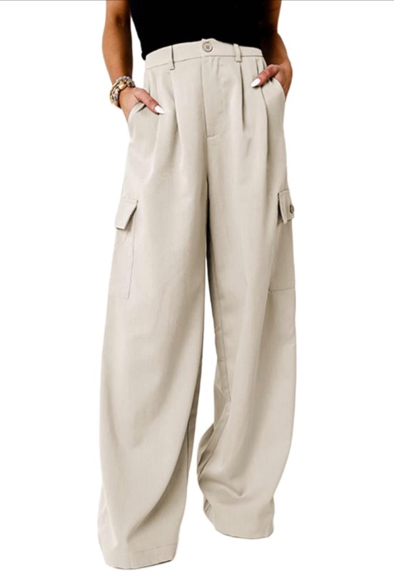 Photo 1 of Dokotoo Womens High Waisted Wide Leg Cargo Pants Baggy Casual Work Pants with 4 Pockets