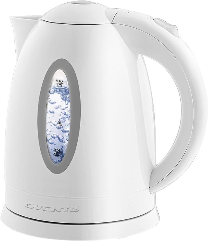 Photo 1 of OVENTE Electric Kettle, Hot Water, Heater 1.7 Liter - BPA Free Fast Boiling Cordless Water Warmer - Auto Shut Off Instant Water Boiler for Coffee & Tea Pot - White KP72W
