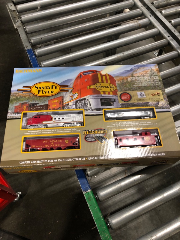 Photo 1 of Bachmann Trains - Santa Fe Flyer Ready to Run Electric Train Set - HO Scale & E-Z Track Truss Bridge with Blinking Light- HO Scale, Black Flyer + Truss Bridge