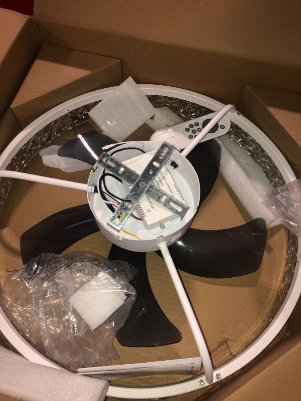 Photo 5 of ***FOR PARTS***LEDIARY 20" Modern Ceiling Fans with Lights and Remote, Dimmable Low Profile Ceiling Fan, Flush Mount Bladeless Ceiling Fan, Stepless Color Temperature Change and 6 Speeds - White
