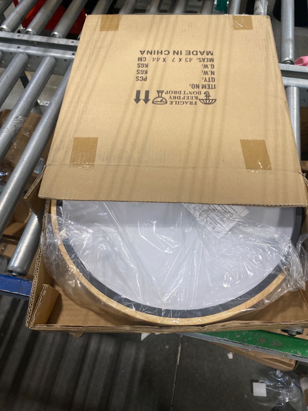 Photo 1 of Ketom Flush Mount Ceiling Light, 15.8 Inch LED Ceiling Light Fixture, 30W Minimalist Round Shaped Wood Ceiling Lamp Warm White 3000K, Not Dimmable 15.8'' Black 3000K Warm White