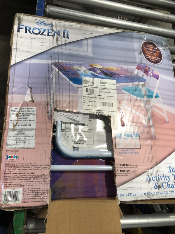 Photo 1 of Disney Frozen Activity Table & Chair Set for Toddlers 24-48M, Includes 1 Table & 1 Chair - Sturdy Metal Construction, Table: 20"L x 20"W x 16.4"H, Chair: 12"L x 11.6"W x 17.7"H - Weight Limit: 70 lbs