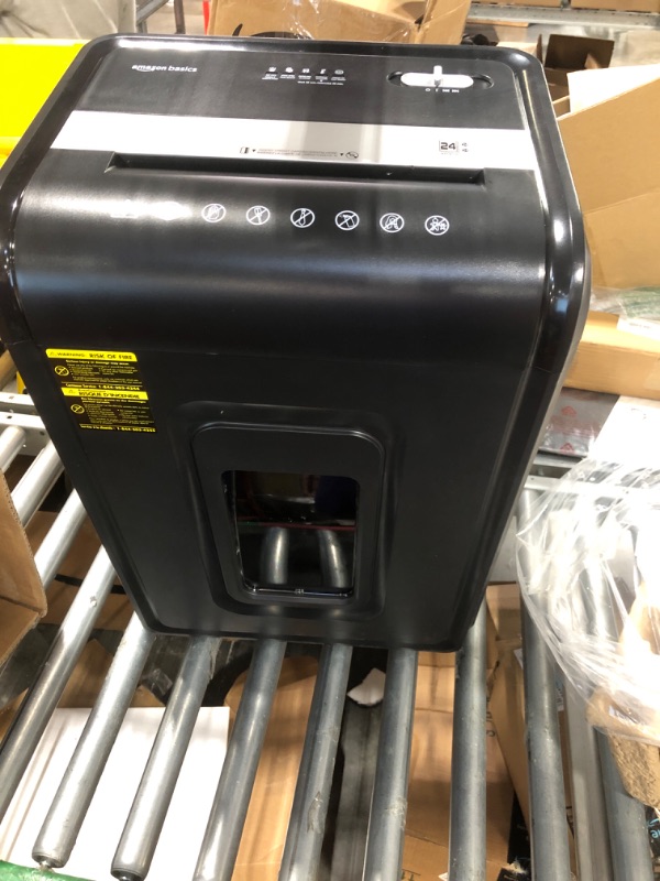 Photo 3 of ***NON FUNCTIONAL//SOLD AS PARTS*** 
Amazon Basics 24 Sheet Cross Cut Paper, CD and Credit Card Home Office Shredder with Pullout Basket, Black
