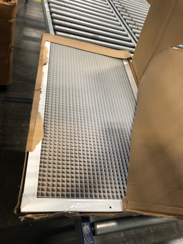 Photo 2 of 16" x 32" [Duct Opening] Aluminum Return Air Grille | Low Noise Rust Proof Eggcrate Vent Cover Grill for Sidewall and Ceiling, White | Outer Dimensions: 17.75" X 33.75" for 16x32 and 32x16 Duct Vent 16"W x 32"H [Duct Opening]