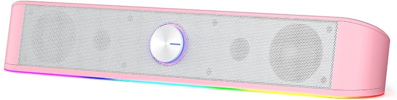 Photo 1 of 
Redragon GS560 RGB Desktop Soundbar, 2.0 Channel Computer Speaker with Dynamic RGB Audio-Light Sync/Display w/Volume Knob, USB Powered w/ 3.5mm Cable, Pink
