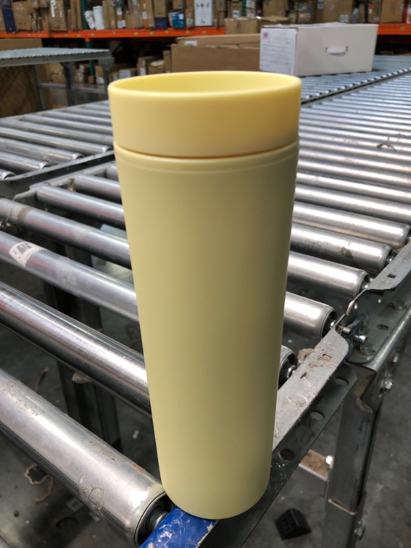 Photo 2 of 15oz Skinny Tumbler, Matte Finish Colored Acrylic Cups with Lids and Straws Reusable Travel Water Bottle-Yellow