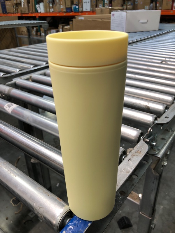 Photo 1 of 15oz Skinny Tumbler, Matte Finish Colored Acrylic Cups with Lids and Straws Reusable Travel Water Bottle-Yellow