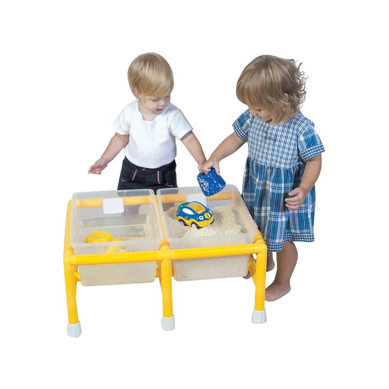 Photo 1 of Children's Factory Mini Double Discovery Kids Sensory Table, Toddler Sand & Water Table, Sensory Activities for Kids, Clear-Yellow
