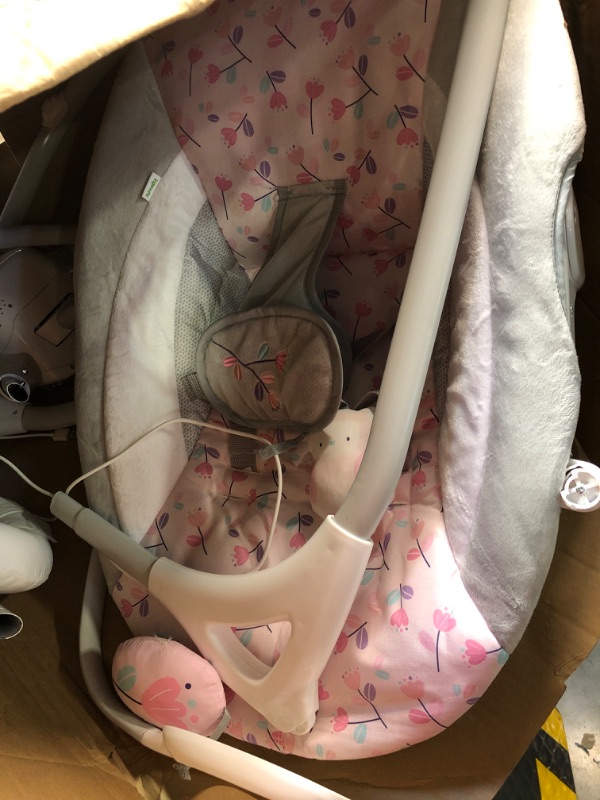 Photo 3 of Ingenuity SimpleComfort Lightweight Compact 6-Speed Multi-Direction Baby Swing, Vibrations & Nature Sounds, 0-9 Months 6-20 lbs (Pink Cassidy)
