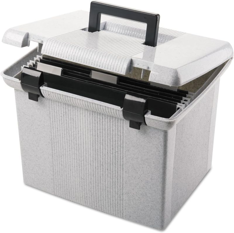 Photo 1 of Pendaflex 41747 Portable File Boxes, Letter, Plastic, 13 7/8 x 14 x 11 1/8, Granite