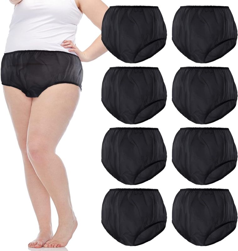 Photo 1 of 9 Pcs Waterproof Incontinence Underpants Plastic Pull on Cover Pants Leak Proof Incontinence Underwear Adult Diaper Cover Incontinence Supplies Washable Incontinence Pants (Black, S)