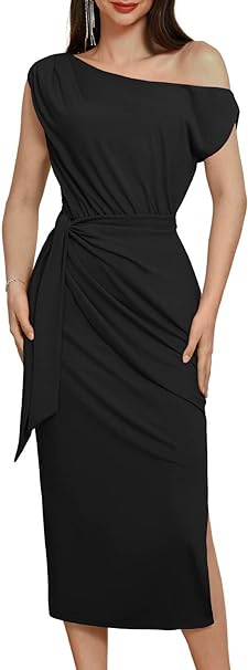 Photo 1 of GRACE KARIN 2024 Women's One Shoulder Cocktail Dresses for Evening Party Bodycon Midi Dresses
