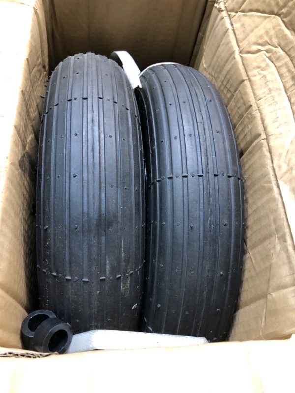 Photo 1 of 2-Pack 14.5-Inch Wheelbarrow Tire.3.50-8" Pneumatic Tires and wheels with 3"- 7" Center Hub and 5/8" Bushings for Wheelbarrow Lawn Mover Replacement.