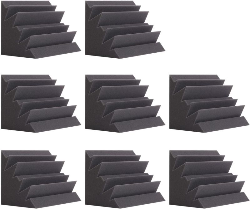 Photo 1 of 8 Pack - Bass Traps Acoustic Foam Corner, 8''x8''x12'' Black Bass Traps Corner Studio Foam, High Density and Fire-Proof Bass Traps Acoustic Panels Recording Studio Acoustical Treatments
