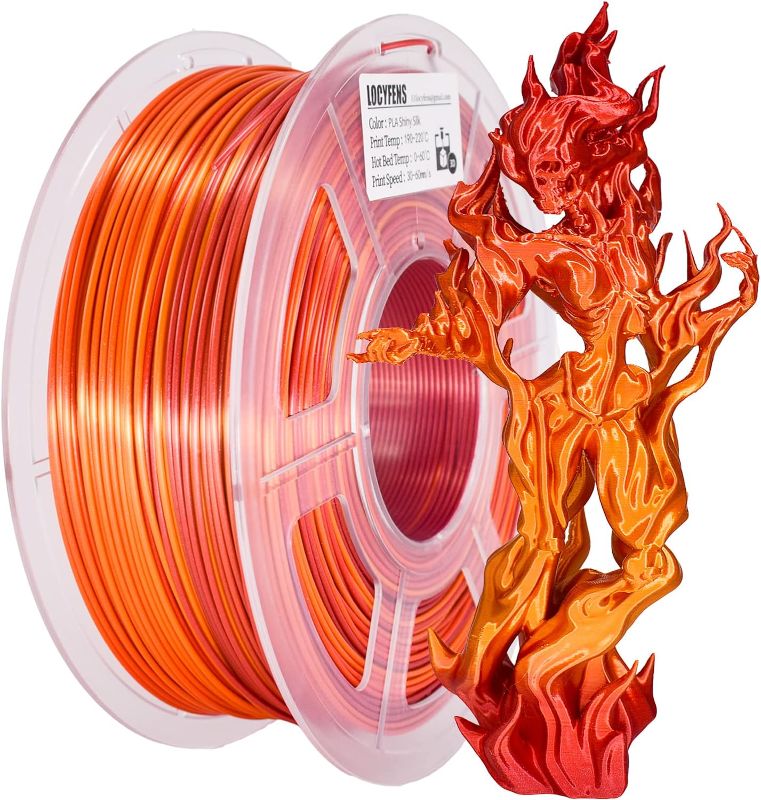 Photo 1 of Silk PLA Filament, 3D Printer Filament Silk Gold Shiny Red PLA Filament 1.75mm +/- 0.02mm, 3D Printing Filament 1kg/2.2lbs C- Red Gold