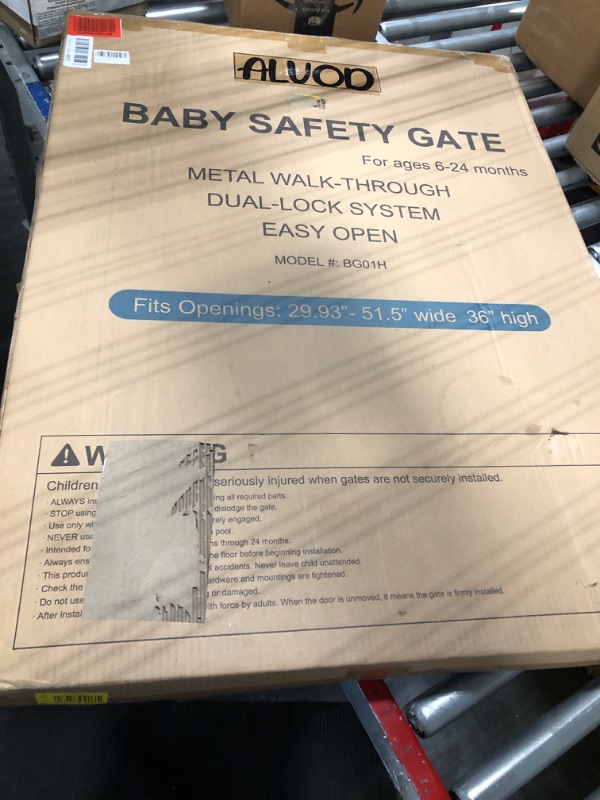 Photo 2 of 36" Extra Tall Baby Gate for Stairs Doorways, ALVOD 29.93-51.5" Auto Close Wide Baby Gate with 2-Way Door, Wall Pressure Mounted Walk Through Baby Gate for Dogs and Kids, Black 36 inches tall