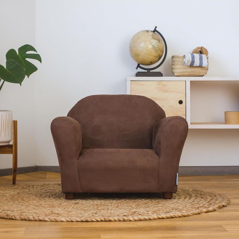 Photo 1 of Keet Microsuede Children's Chair, Roundy, Brown
