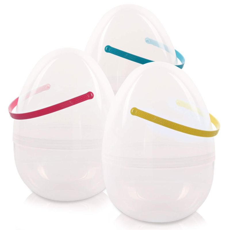 Photo 1 of Giant Easter Egg Fillable 3pcs 10-Inch Extra Large Plastic Eggs Clear Easter Egg Basket for Easter Egg DIY Hunting Surprise Egg
