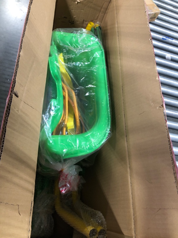 Photo 1 of FUNLIO 3-in-1 Toddler Swing Set with 4 Sandbags, Indoor/Outdoor Baby Swing with Foldable Metal Stand, Kids Swing Set for Backyard, Clear Instructions, Easy to Assemble & Store, Light Green Light Green 3-in-1 Swing Set 
****USED**CAN BE USED FOR PARTS*****