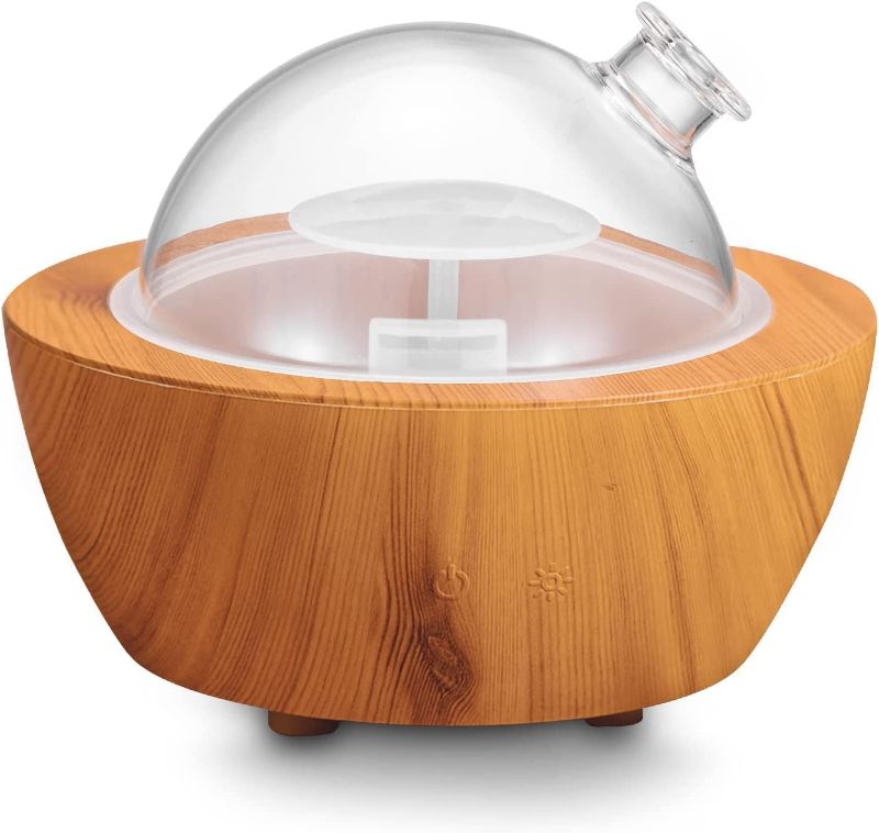 Photo 1 of 280ml Glass Essential Oil Diffuser Wood Grain Base Air Aroma Diffuser for Aromatherapy Cool Mist Humidifier with Safe Auto Shut-Off and 2 Mist Modes & 7 Color LED Night Lights for Home Office Room
