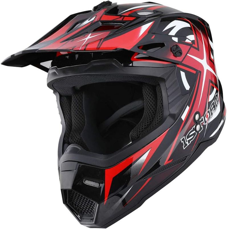 Photo 1 of 1Storm Adult Motocross Helmet BMX MX ATV Dirt Bike Four Wheeler Quad Motorcycle Full Face Helmet Racing Style: HF801 Sonic Red