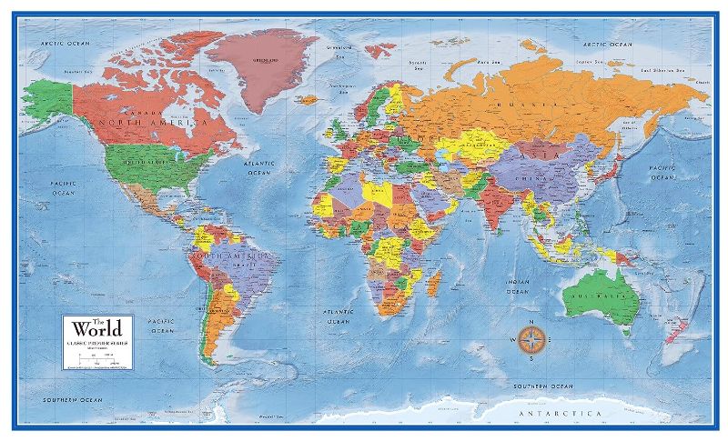 Photo 1 of 24x36 World and USA Classic Premier 3D Two Wall Map Set (Laminated)