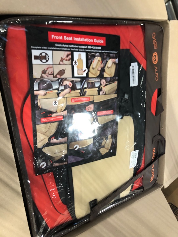 Photo 1 of OASIS AUTO Ford F150 F250 F350 Accessories Seat Covers 2009-2025 Custom Fit Leather Truck Cover Protector F-150 F-250 F-350 Crew Double Super Extended Cab (Full Set, Black&Red) FF-01 Full Set Black&Red