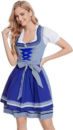 Photo 1 of Cysincos Women's German Dirndl Dress Bavarian Oktoberfest Carnival Halloween Costumes 3 Piece Cosplay Beer Maid Outfit
