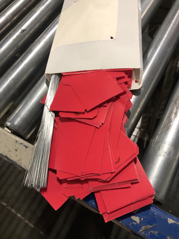 Photo 3 of 200 Pieces Shipping Tags with Wires Blank Tags Manila Tags 4 3/4" x 2 3/8" Paper Hang Tags for Inventory Luggage Garage Hanging Items(Red)
