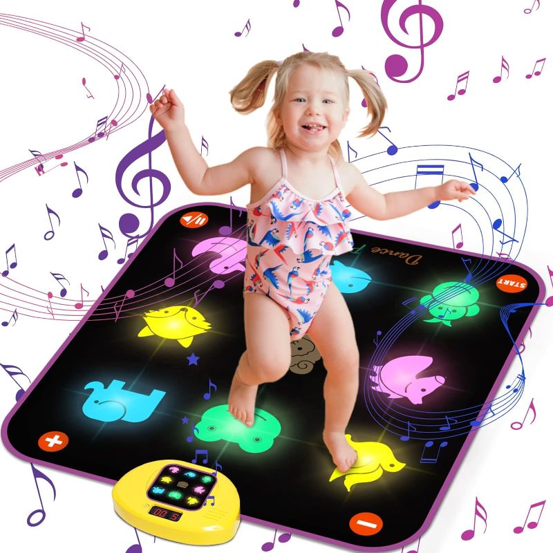 Photo 1 of Dance Mat for Kids - 8-Button Light Up Dance Floor Mat 5 Game Modes Musical Mat for Toddlers with Adjustable Volume, Birthday Gifts Toys for 3 4 5 6 7 8 9+ Year Old Boys Girls