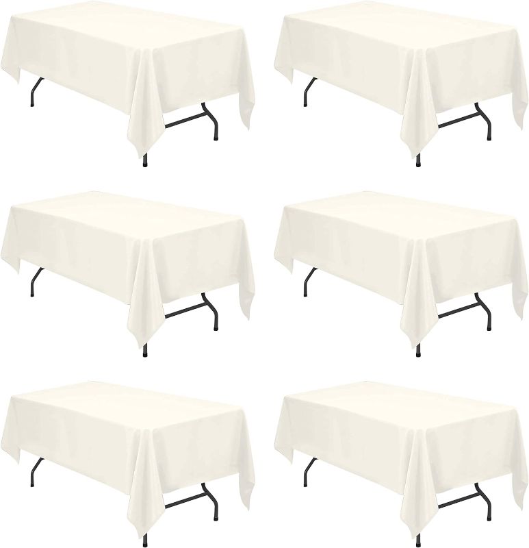 Photo 1 of 6 Pack Ivory Tablecloths for 6 Foot Rectangle Tables 