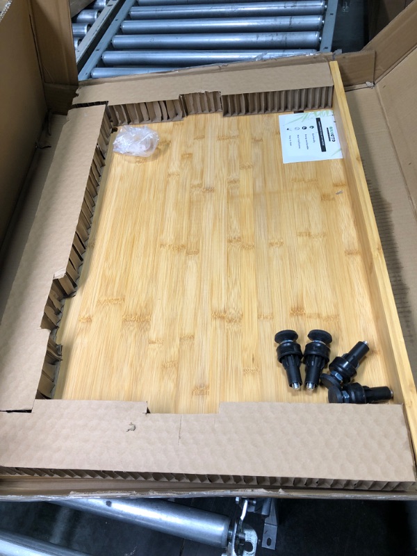 Photo 3 of 30 x 21 in Extra Large Bamboo Cutting Board and Stovetop Cover, Stove Top Cover Chopping Board with Detachable Legs and Juice Groove, Protector Board for Restaurant Kitchen Counter & Sink