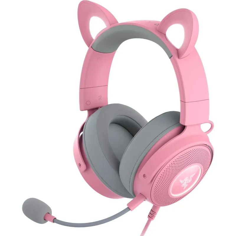 Photo 1 of Razer Kraken Kitty V2 USB Headset with RGB Kitty Ears, Quartz Edition, Pink
