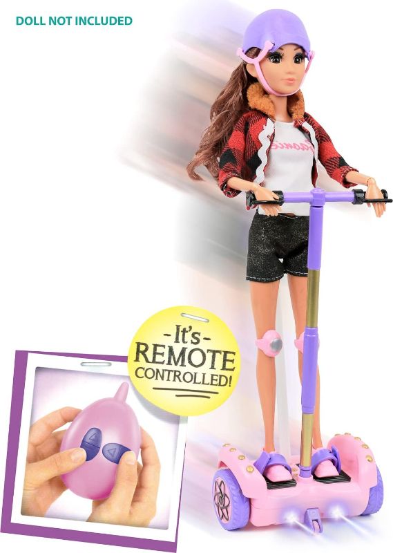 Photo 1 of Click N' Play Scooter Set for 12" Dolls, Remote Control Pink Hoverboard with Helmet & Kneepad Accessories, Compatable with Barbies and Ken Dolls, Gifts for Girls Ages 3+, Girl Toys
