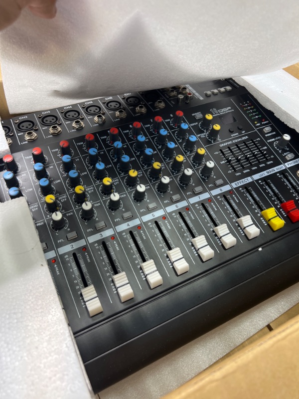 Photo 1 of WWahuayuan 8/10/12 Professional Channel Audio Mixer Sound Mixing Console with 5-Band Stereo Equalizer, PC Recording Input, BT Function, USB Interface Recording,For Professional and Beginners 8 Channel