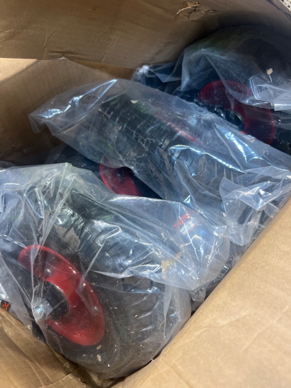 Photo 1 of POWERTEC 8 Inch Caster Wheels Set of 4 (2 Swivel & 2 Fixed), Heavy Duty Casters w/Rubber Knobby Tread for Workbench, Dolly, Cart, Trolley, Wagon and Chicken Coop, Large Rubber Castor Wheels (17055W) 8 inch Swivel + Fixed, 4pk